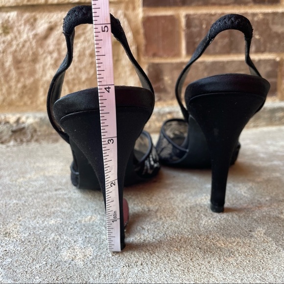 David’s Bridal Heels Black Lace Pointed Toe Slingback Womens 7 - Picture 4 of 10